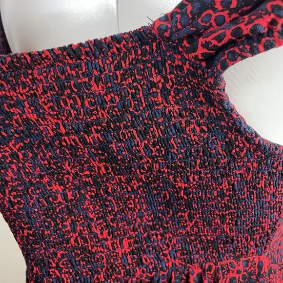 Free People Tabitha Mini Babydoll Boho Dress Cap Sleeve Floral Red Size M - Picture 7 of 11